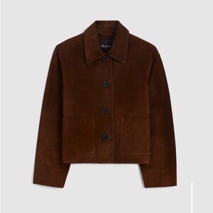 Madewell Boxy Crop Suede Jacket in Dark Roast Brown Size Small New with Tags